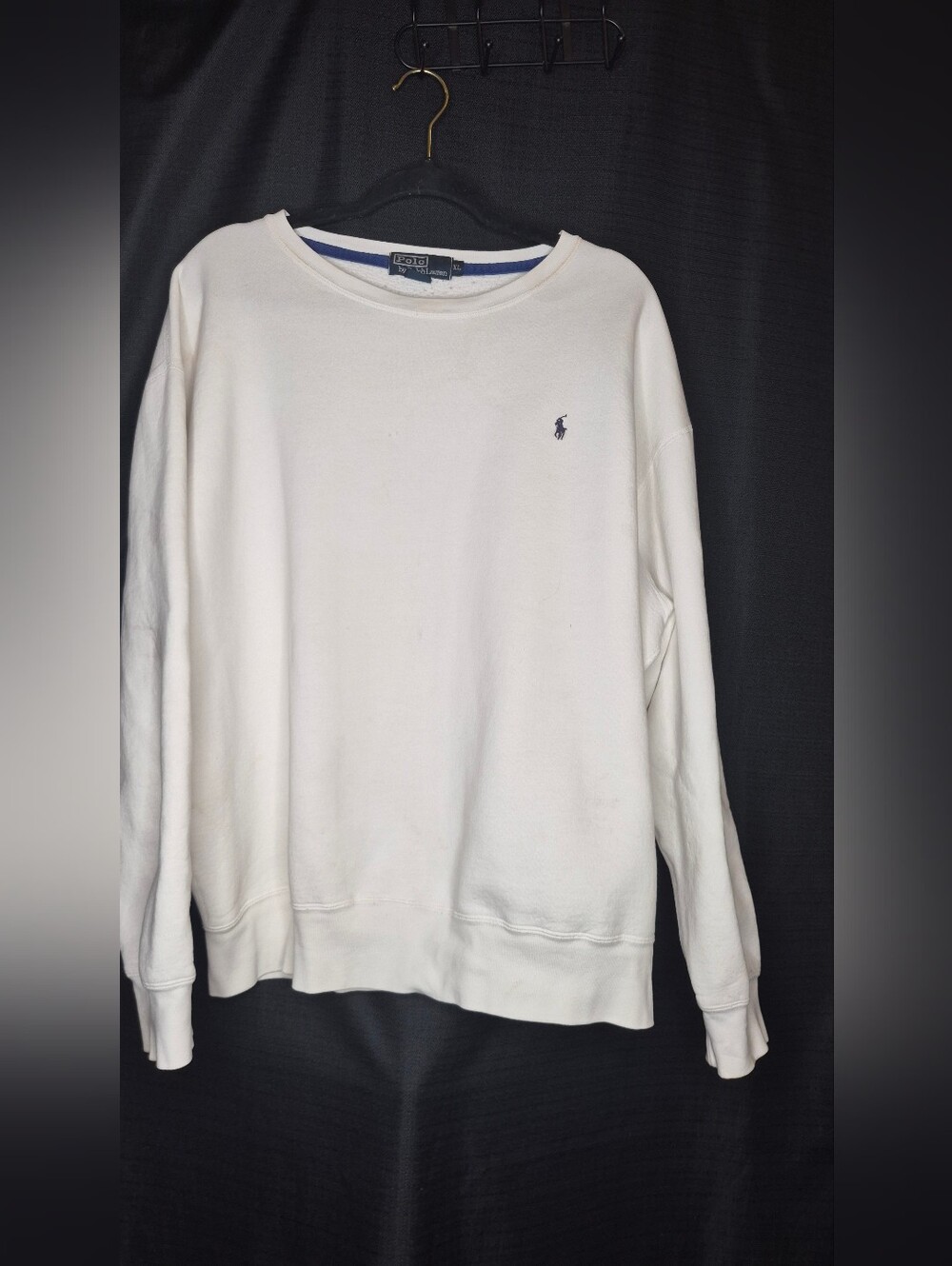Ralph Lauren Cream Crewneck Sweatshirt with Navy Pony